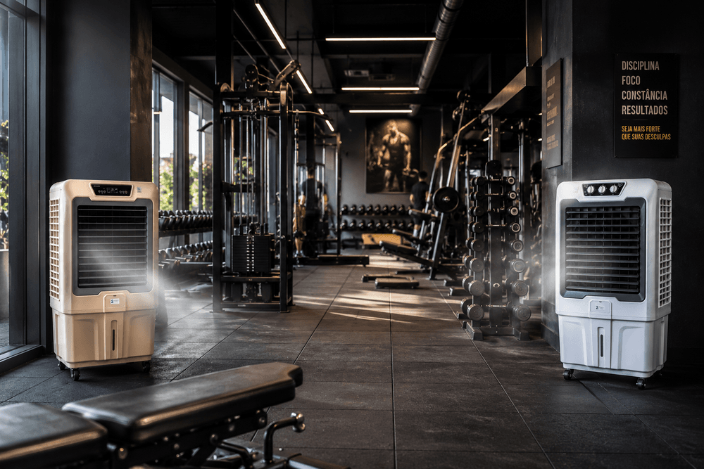 Comparação entre climatizador evaporativo Nexclima e ar-condicionado em ambiente amplo